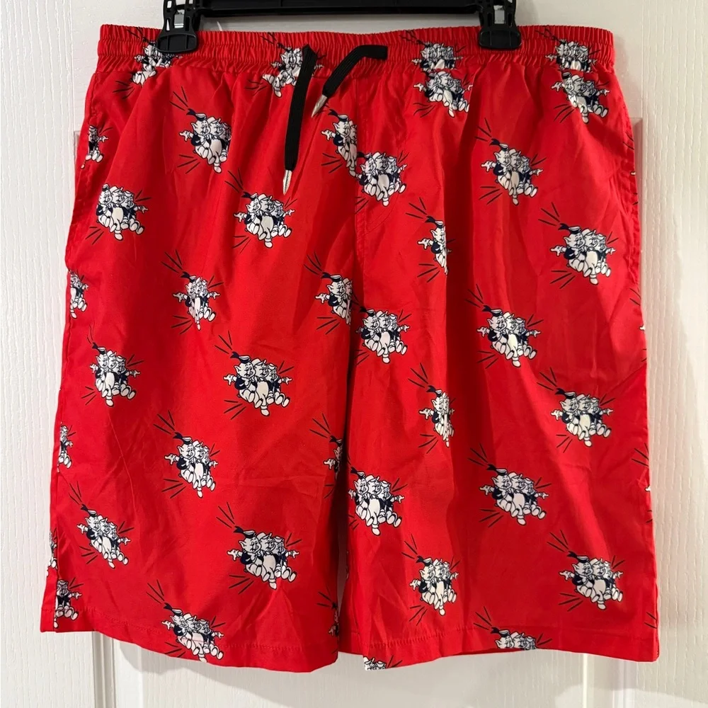 Red mens swim‎ trunks - Three Little Pigs - Size Large